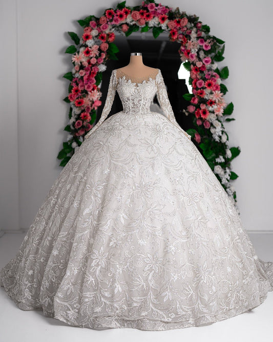 Bridal Dress with Flowers and Stones